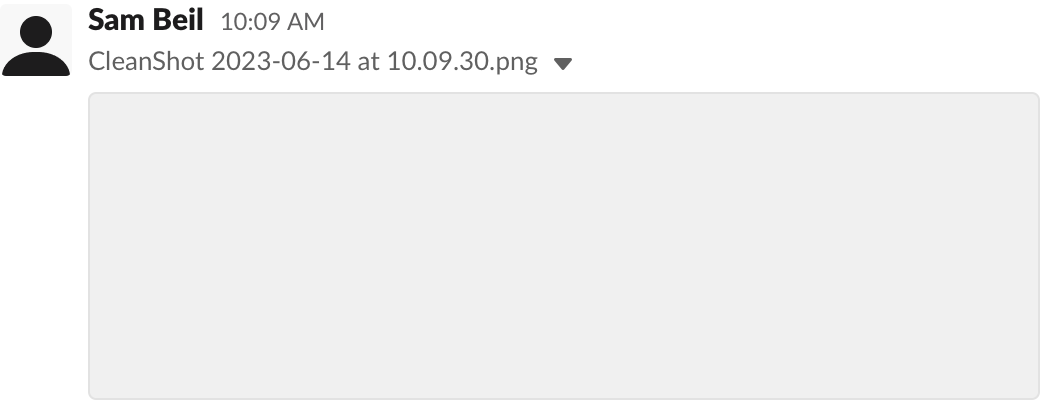 Screenshot: Slack: Screenshot from CleanShot X shared on Slack